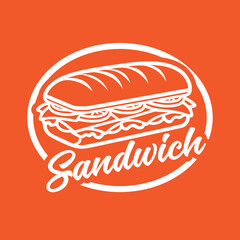 Sub Sandwich Logo Vector Design in Single Outline.eps