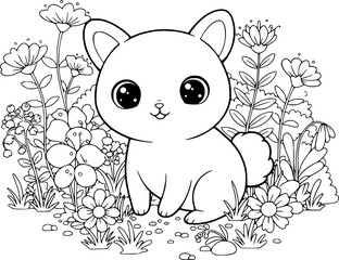 Cute cartoon animal characters with hearts and fun zoo pets