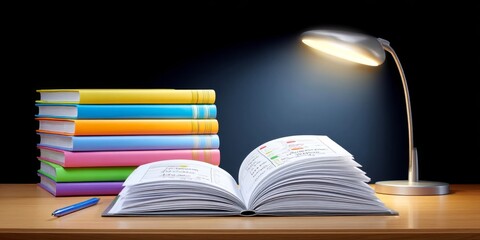 A dark study with books and charts where a strategist scribbles SWOT in dim light