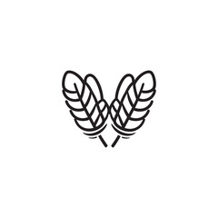 Obraz premium Two abstract feather designs form a symmetrical pattern with a transparent background
