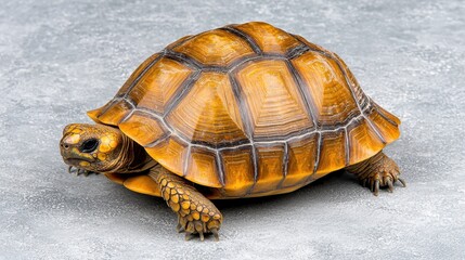 Yellow Tortoise on Gray Textured Background