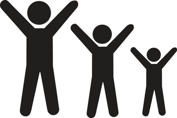 Stick figure dancing in black minimalist style.
