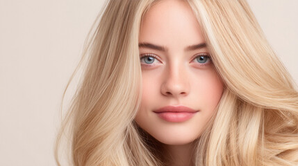 Naklejka premium close up of young beautiful woman with white hair