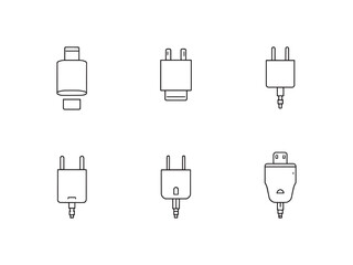 Phone charger vector line art illustration