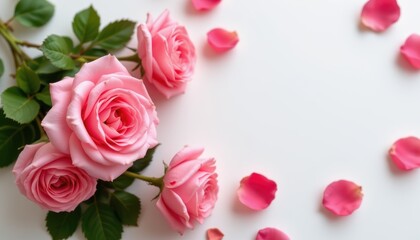 20250522151443list 142 create a decorative web banner featuring an isolated close up of blooming pink roses on a white table background in a floral frame position style
