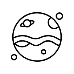 exoplanet icon in a minimalist style, black outline, transparent background