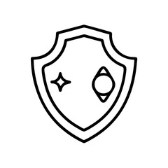 Space shield icon with black outline on transparent background  