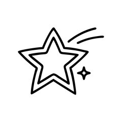 Fototapeta premium Star icon with sparkle representing dreams and aspirations, black outline, transparent background