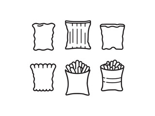 Potato chips vector line art illustration