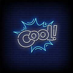 cool neon sign with brick wall background vector