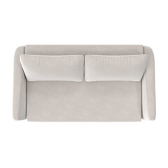 Obraz premium modern beige fabric 2-seat sofa top view isolated.