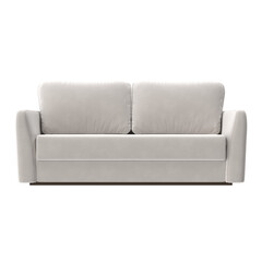 modern beige fabric 2-seat sofa front view isolated.