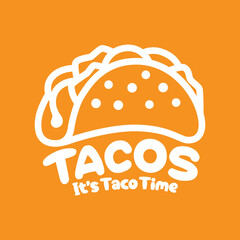 Simple Taco Logo Vector Design with Single Line Black and White.eps