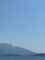 Mountains and sea in the distance