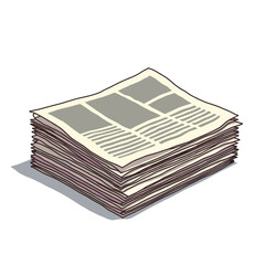 Stack of Newspapers Illustration with Headlines and Articles for News and Information