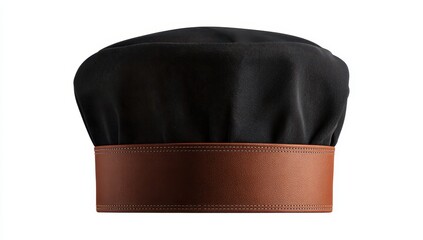 Black chef's hat with brown band