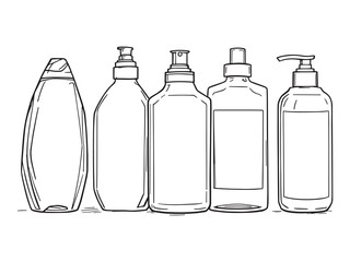 Shampoo vector line art illustration