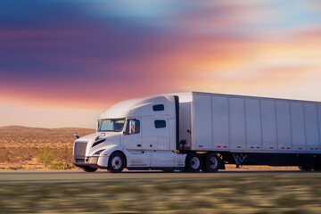 Semi Trucks on Highway, USA. Trucking in USA	