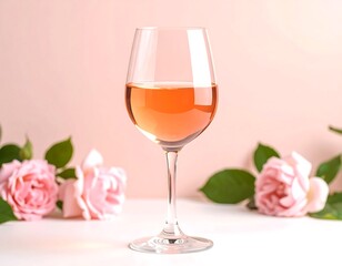 Rose wine glass with roses