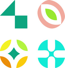 Collection of abstract shapes and geometric forms for branding or logo design