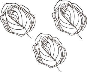 Three Simple Line Art Roses