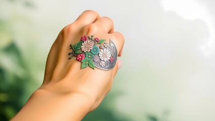 female hands holding a flower