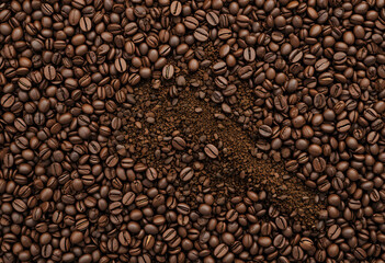 freshly ground roasted coffee backgrounds.