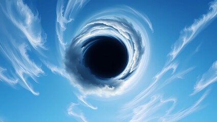 hole in blue sky with clouds