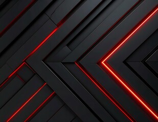 Abstract Black Red Neon Lines Geometric Pattern Design Background