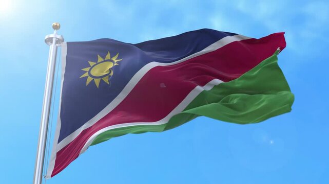 Namibia Realistic Waving Flag Animation Loop