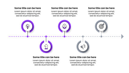 Infographic template. Purple line with 5 steps