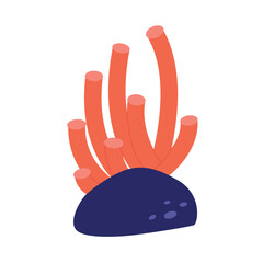 Seaweed, coral reef on isolated white  background.Vector illustration cartoon flat style