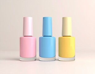 Obraz premium Pastel Nail Polish Bottles Pink, Blue, Yellow Shades