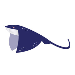 Stingray cartoon vector illustration on isolated white background. Underwater, ocean life.