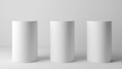 Three white cylindrical pedestals (6)