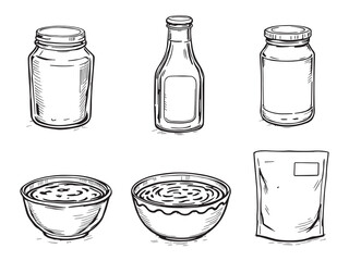 Tomato sauce vector line art illustration