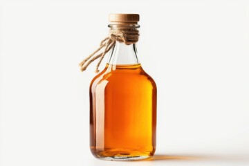 Golden elixir in a glass bottle vintage charm and natural light isolated on transparent background