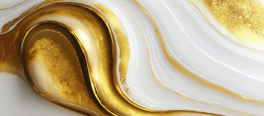 Abstract swirling gold and white design