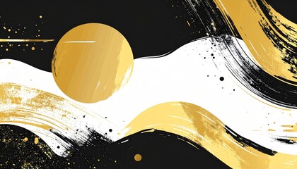 金と黒の優雅で抽象的な背景イラスト