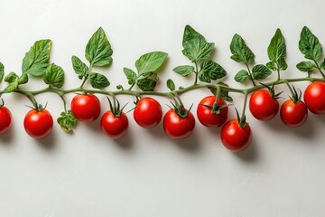 Vibrant Red Cherry Tomatoes on Vine Fresh Produce Healthy Food Ingredient on transparent background