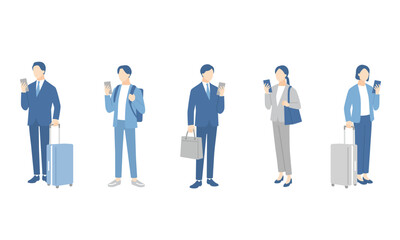 スマホを確認しているビジネスパーソンのセット