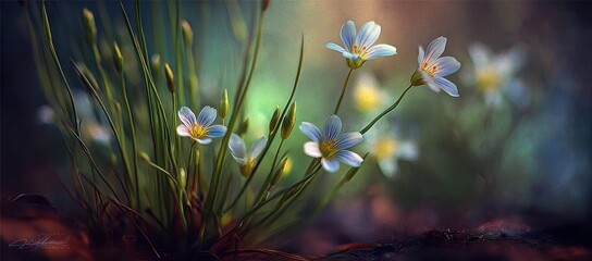 Delicate wildflowers in soft light