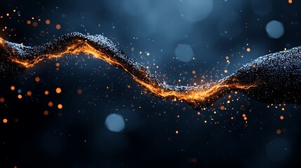 Abstract Cyan and Orange Particle Wave with Glowing Texture