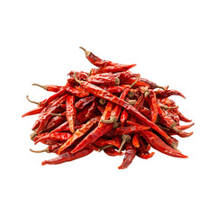 Fototapeta premium Dried Cayenne Peppers Pile Isolated on Transparent Background PNG