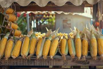 Corn on the counter at the farmer's market