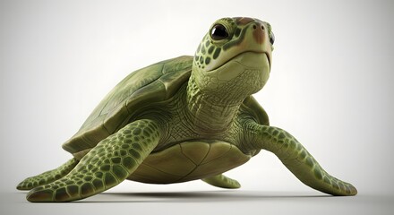 A Majestic Sea Turtle: A 3D Render of a Green Turtle in Motion