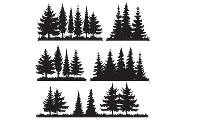 Evergreen Pine Tree Silhouettes vector