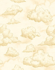 fluffy white clouds in soft sky background seamless wallpaper 