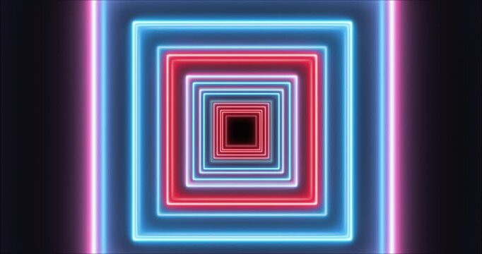 Tunnel of Colours Neon Squares. Loop