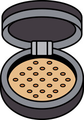 A makeup powder compact with a powder inside